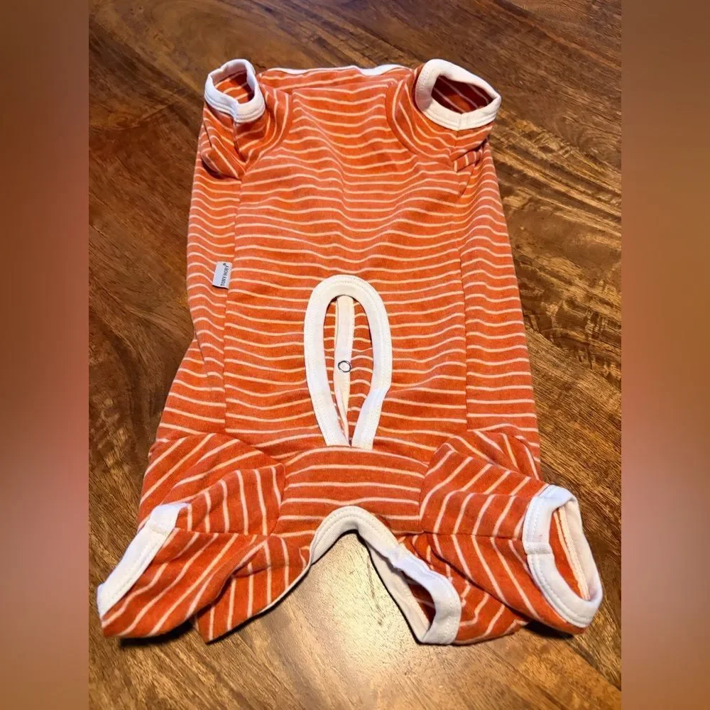 TONY HOBY Female/Male Pet Dog Pajamas Stripes 4 Legged Dog Jumpsuit XL